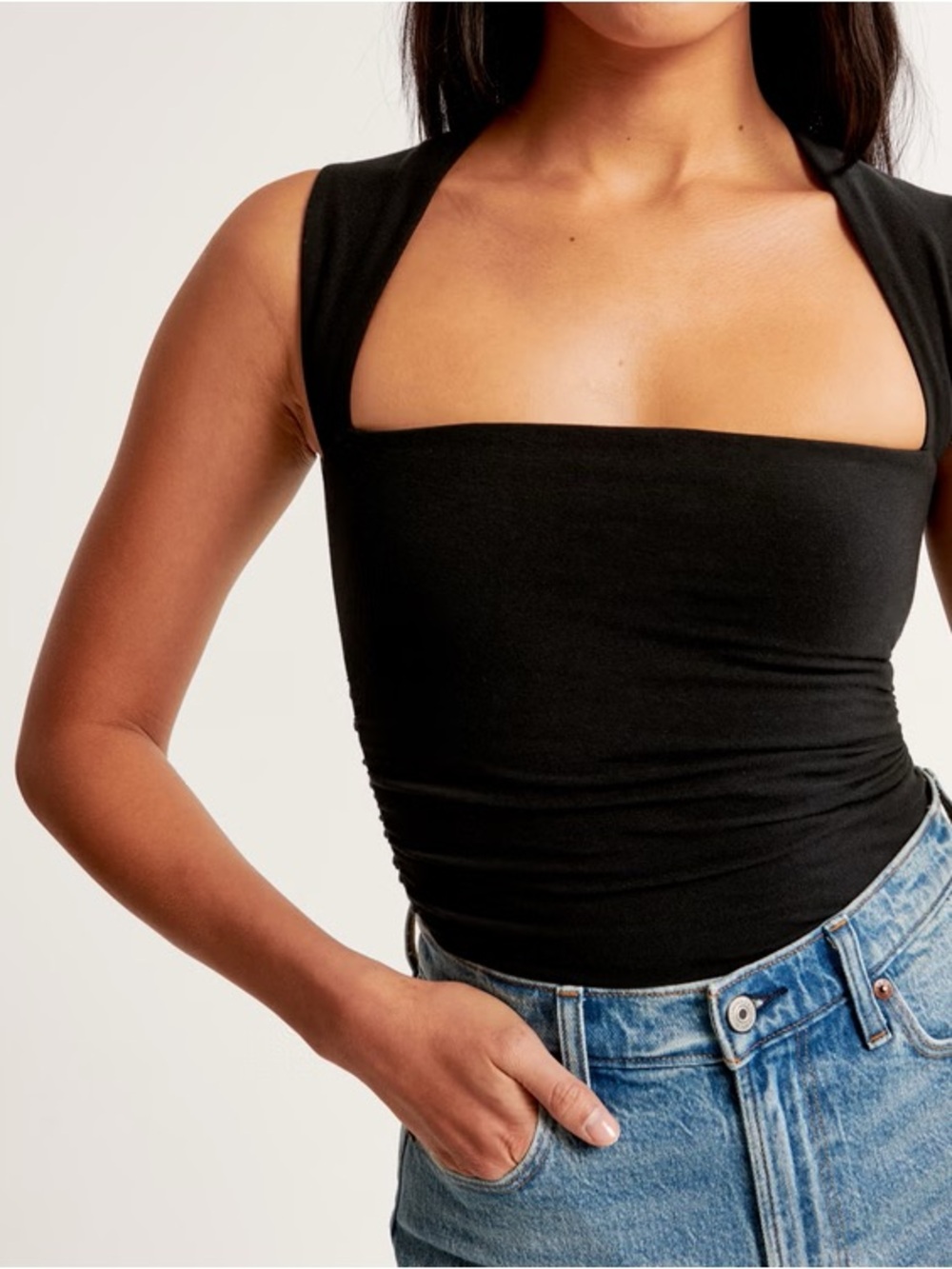 A&F Ava Black Square Neck Tank Top - Women